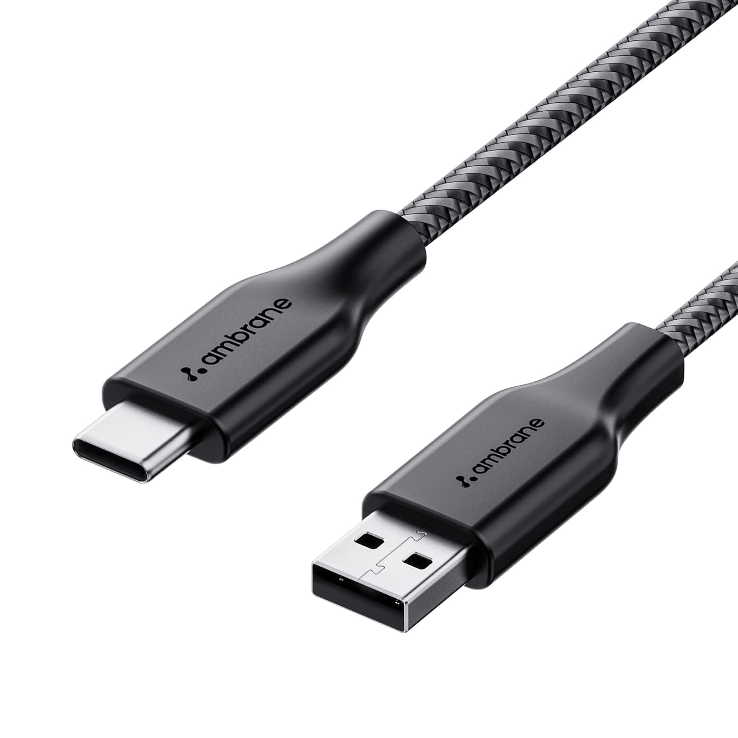Ambrane Unbreakable 60W / 3A Fast Charging 1.5m Braided Type-C Cable
