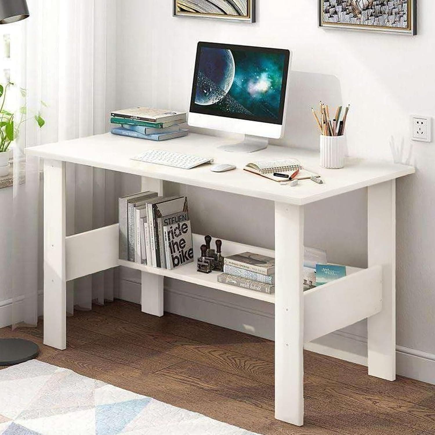 Callas Engineered Wood Computer Desk with Storage Shelf (ST-09)