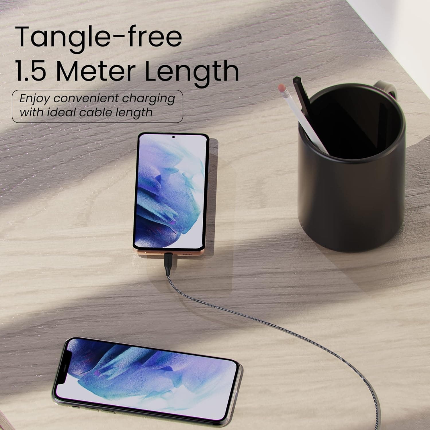 Ambrane Unbreakable 60W / 3A Fast Charging 1.5m Braided Type-C Cable