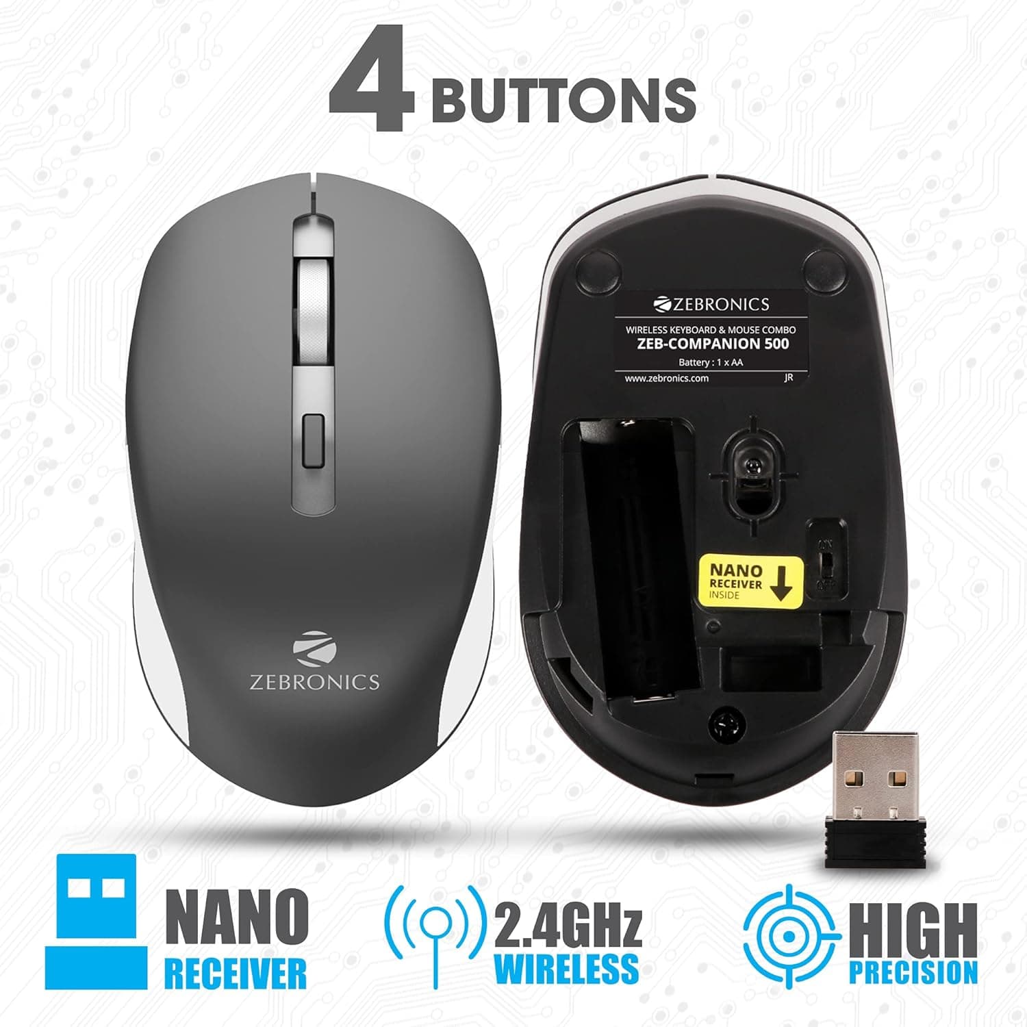Zebronics Zeb-Companion 500 Wireless Keyboard & Mouse Combo